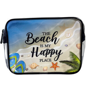 The Beach is my Happy Place Travel Themed Cosmetic Bag NWOT